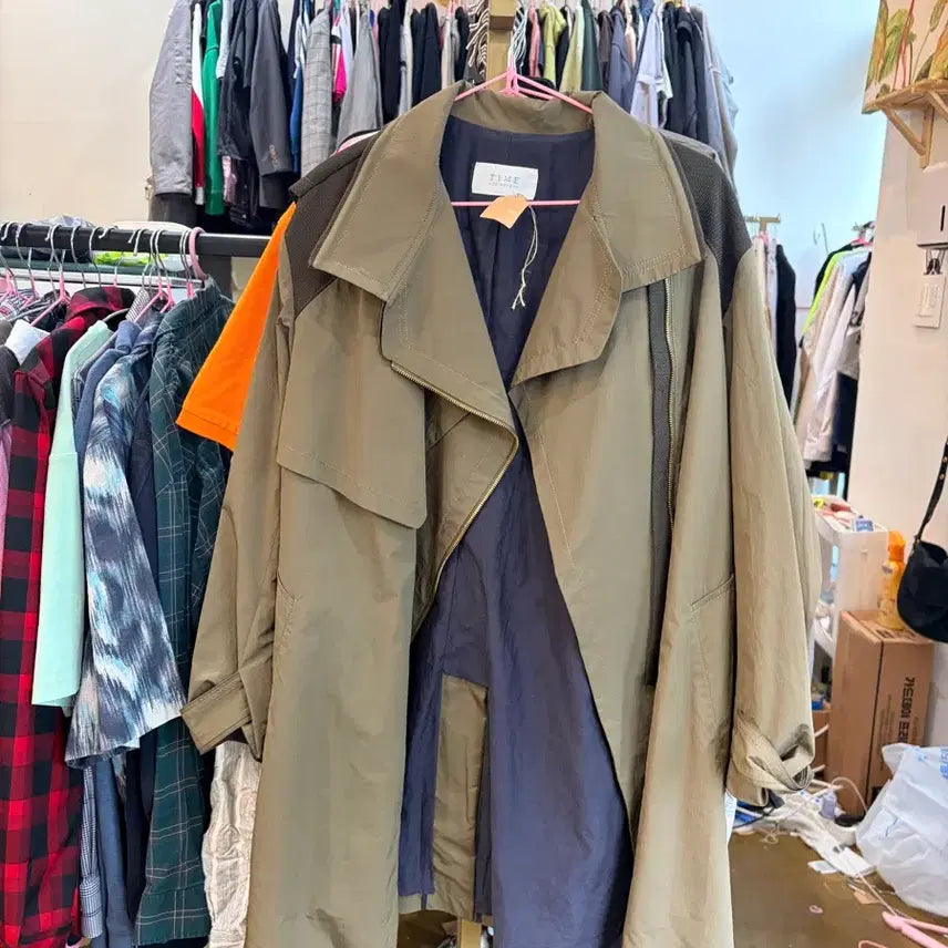 [BUNJANG] TIME Khaki Trench Coat / 한섬 TIME 카키색 여성 트렌치코트