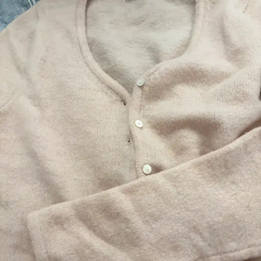[BUNJANG] Ganesra Dandel Alpaca Crop Cardigan Peach / 가내스라 단델 알파카 크롭 가디건 피치