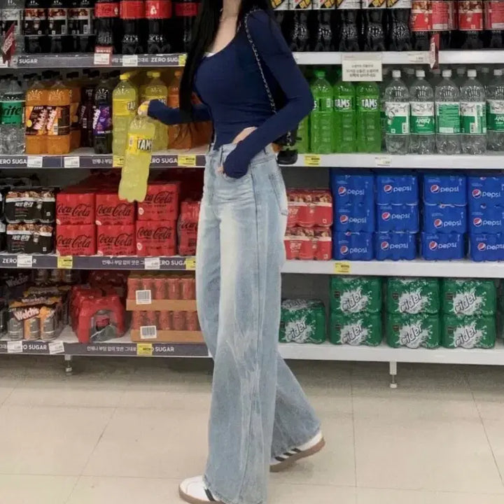 [BUNJANG] Technical Washing Wide Denim Jeans / [마지막 가격내림/새상품]테크니컬 워싱 와이드 데님