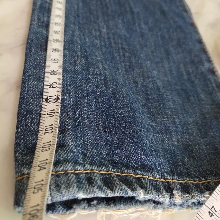 [BUNJANG] Dsquared2 Retro Kenny Twist Tartan Check Leather Patch Denim Pants / 디스퀘어드 리트로 케니슈슬 타탄체크 레더패치 데님팬츠
