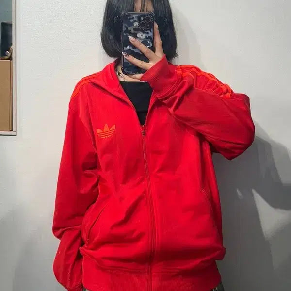 [BUNJANG] Adidas Firebird Track Top Jacket Red and Orange / 105 아디다스 파이어버드 트랙탑 져지 집업 빨주