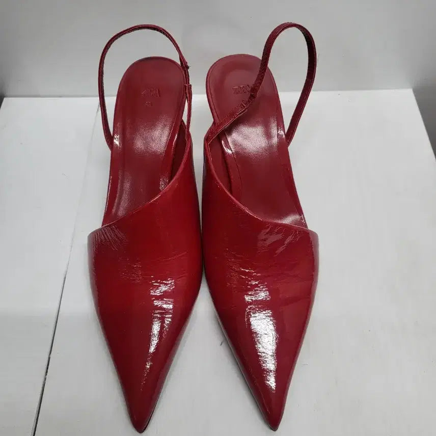 [SOLD OUT] 자라 ZARA 레드 에나멜 슬링백 힐(무료배송)