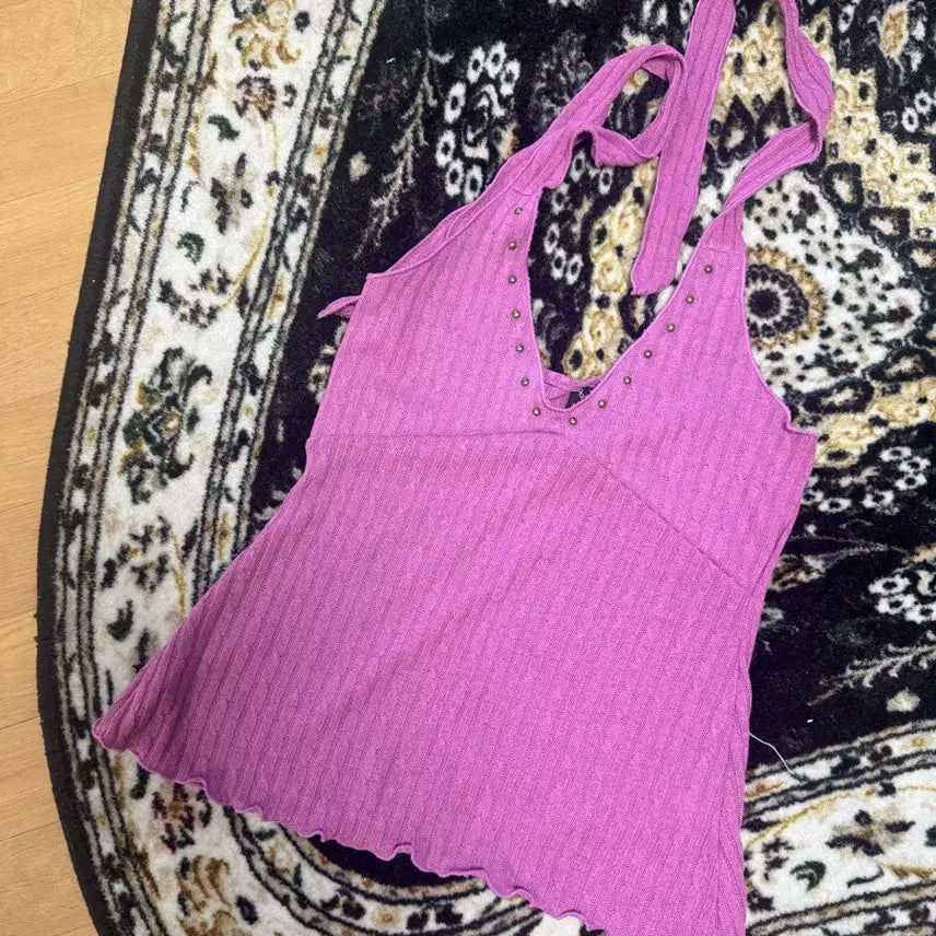 [BUNJANG] Polysuem Studded Cable Halter Top / 폴리수엠 studded cable halter top