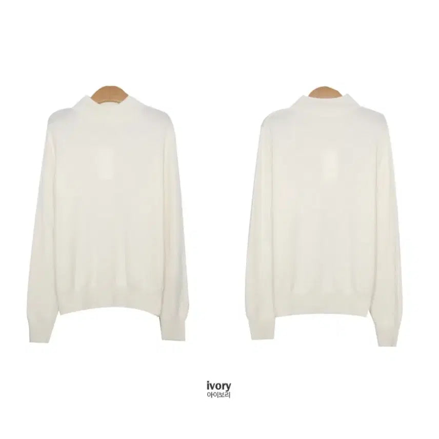 [BUNJANG] Ivory Half-Neck Knit [F] / 아이보리 반목 니트 [F]