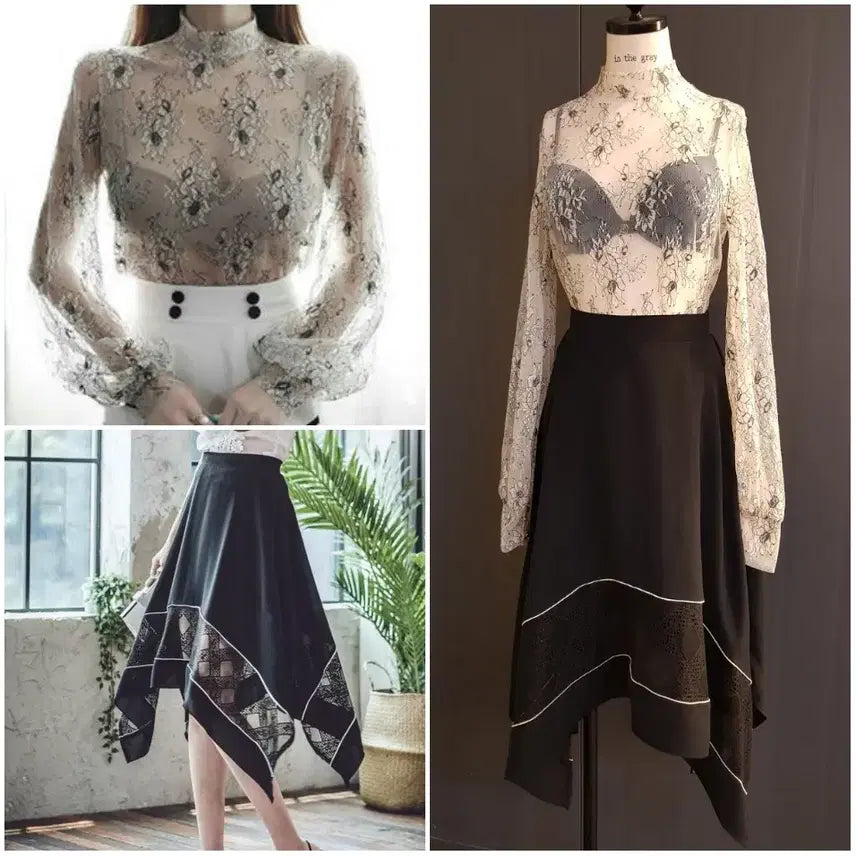 [BUNJANG] Tiara Lace Blouse / [55~66]홀복레이스블라우스