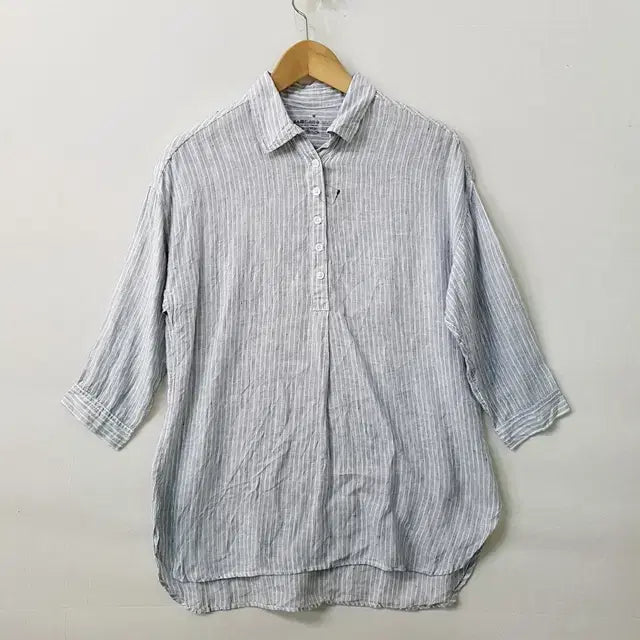 [BUNJANG] MUJI Linen 100% Striped Shirt / 무인양품 MUJI 린넨 100% 스트라이프 셔츠