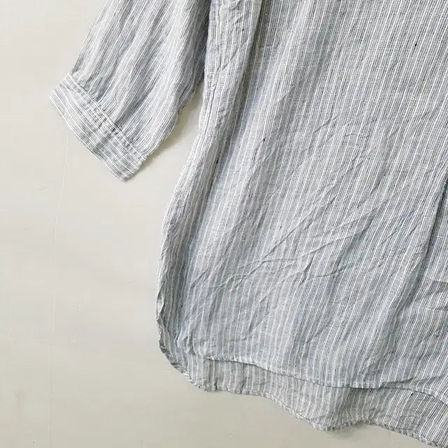 [BUNJANG] MUJI Linen 100% Striped Shirt / 무인양품 MUJI 린넨 100% 스트라이프 셔츠