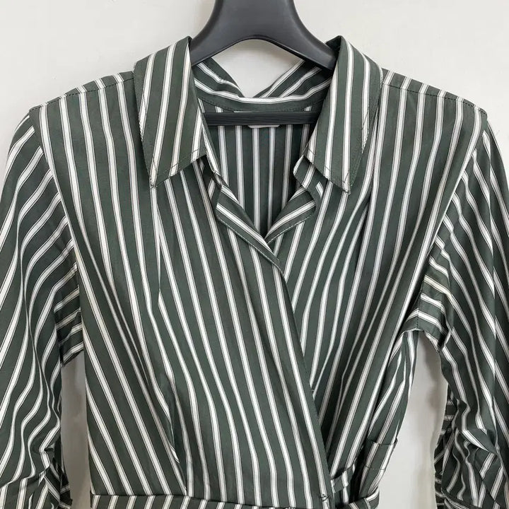 [SOLD OUT] 타임1993 여성55-66 그린 스트라이프 랩 롱 원피스