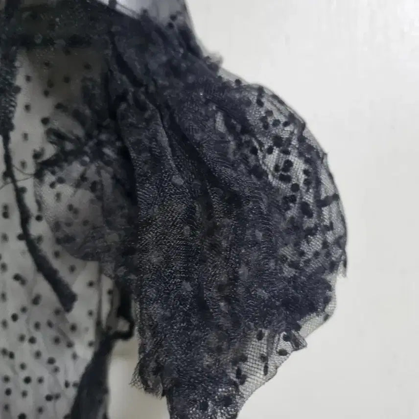 [SOLD OUT] 블랙 시스루 도트 블라우스 퍼프 반팔 (야한옷)55