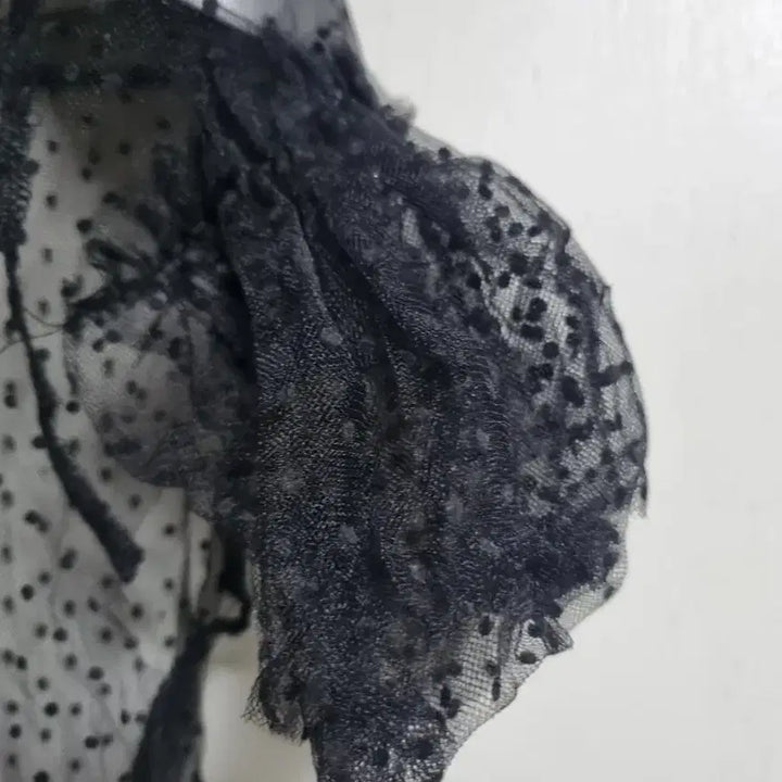 [SOLD OUT] 블랙 시스루 도트 블라우스 퍼프 반팔 (야한옷)55