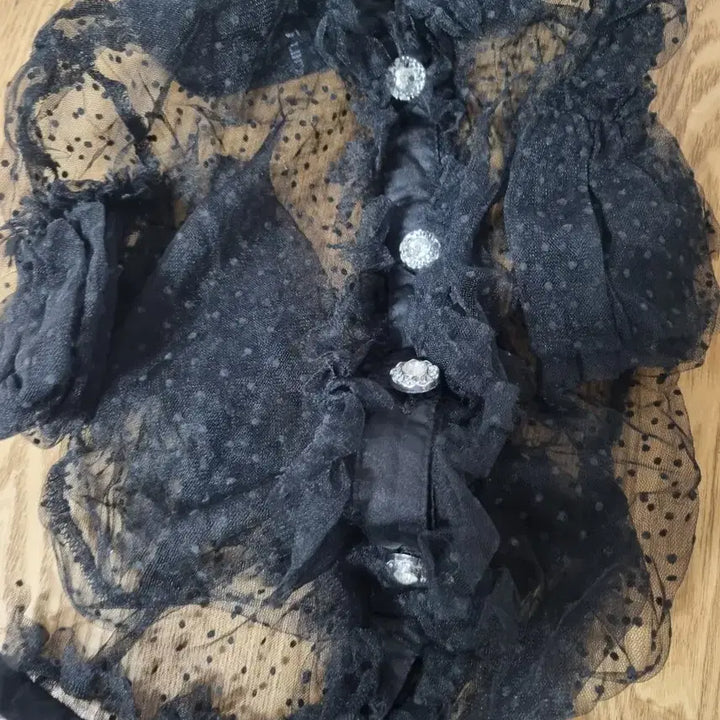 [SOLD OUT] 블랙 시스루 도트 블라우스 퍼프 반팔 (야한옷)55