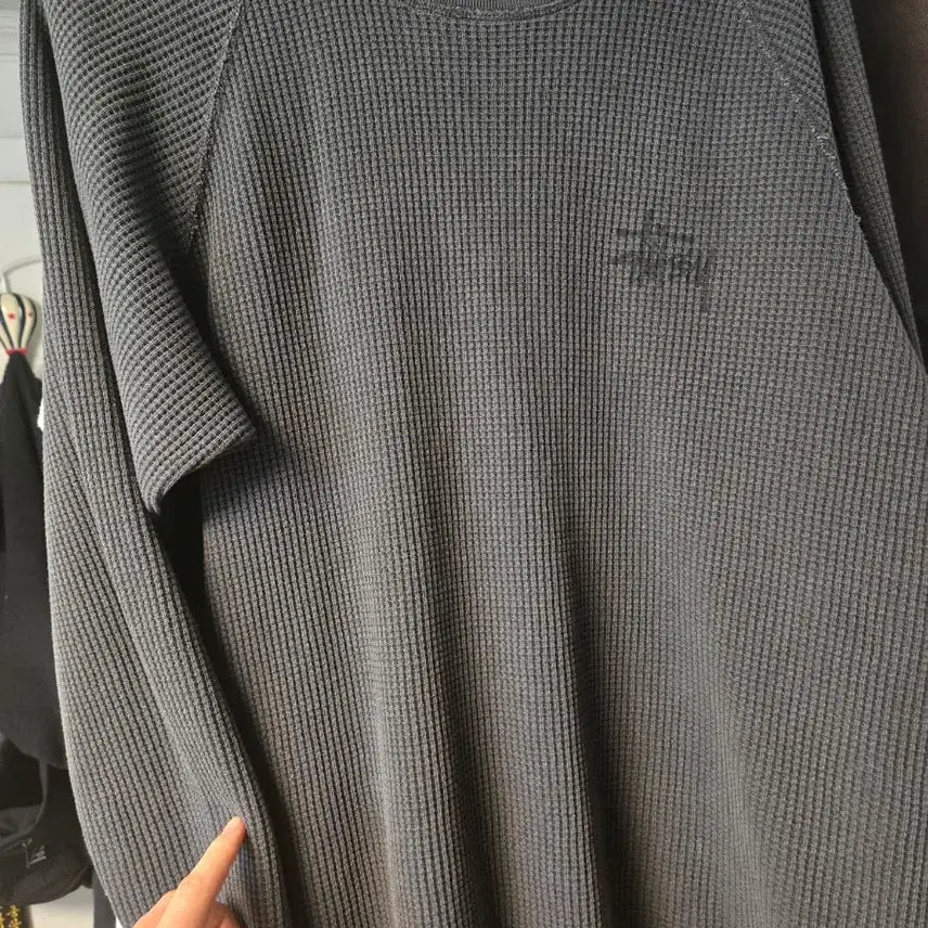 [SOLD OUT] 스투시 래글런 써멀 롱슬리브 크루 워시드 블랙