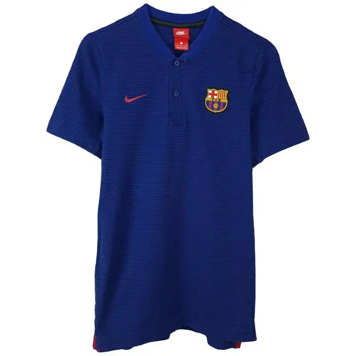 [BUNJANG] Nike Barcelona Striped Henley Long Sleeve T-shirt Navy / 나이키 바르셀로나 스트라이프 헨리넥 롱 반팔티 네이비 M20220