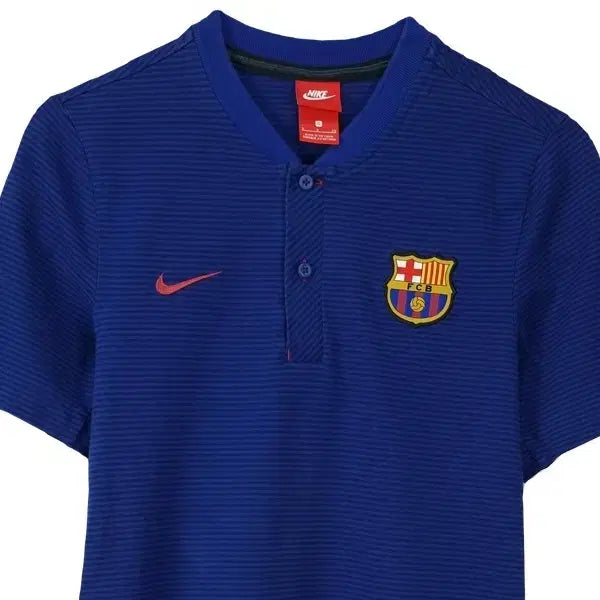 [BUNJANG] Nike Barcelona Striped Henley Long Sleeve T-shirt Navy / 나이키 바르셀로나 스트라이프 헨리넥 롱 반팔티 네이비 M20220