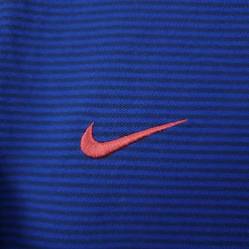 [BUNJANG] Nike Barcelona Striped Henley Long Sleeve T-shirt Navy / 나이키 바르셀로나 스트라이프 헨리넥 롱 반팔티 네이비 M20220