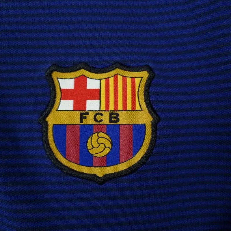[BUNJANG] Nike Barcelona Striped Henley Long Sleeve T-shirt Navy / 나이키 바르셀로나 스트라이프 헨리넥 롱 반팔티 네이비 M20220
