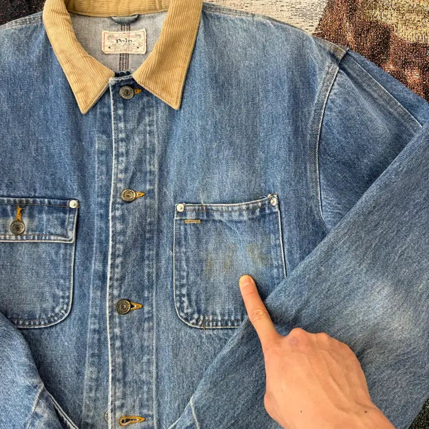 [BUNJANG] Polo Ralph Lauren Dungaree Denim Jacket - XL / 90s 폴로 랄프로렌 덩가리 데님자켓  XL (포켓 없는 버젼)