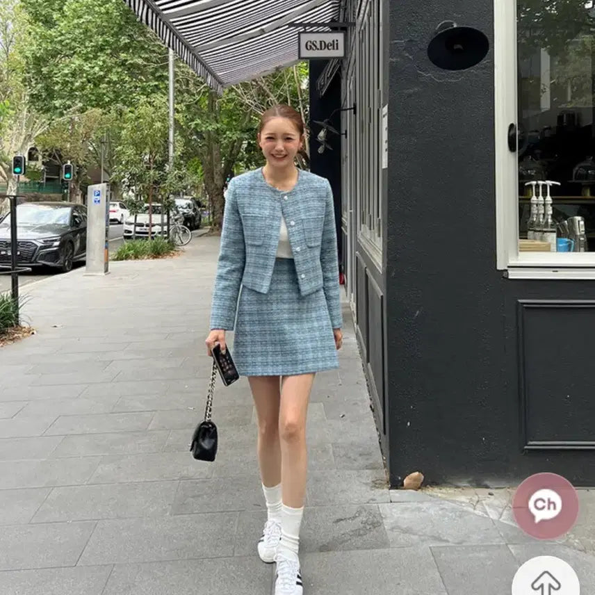 [BUNJANG] MarieMade Wool Tweed Check Set M Blue / 마리메이드 울 트위드 체크 세트 M 블루