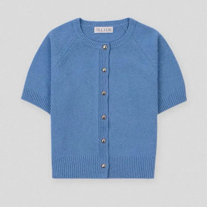 [BUNJANG] Til I Die Rosy Half Sleeve Knit Cardigan / 틸아이다이 로지 하프 슬리브 가디건 라운드 반팔 니트 F