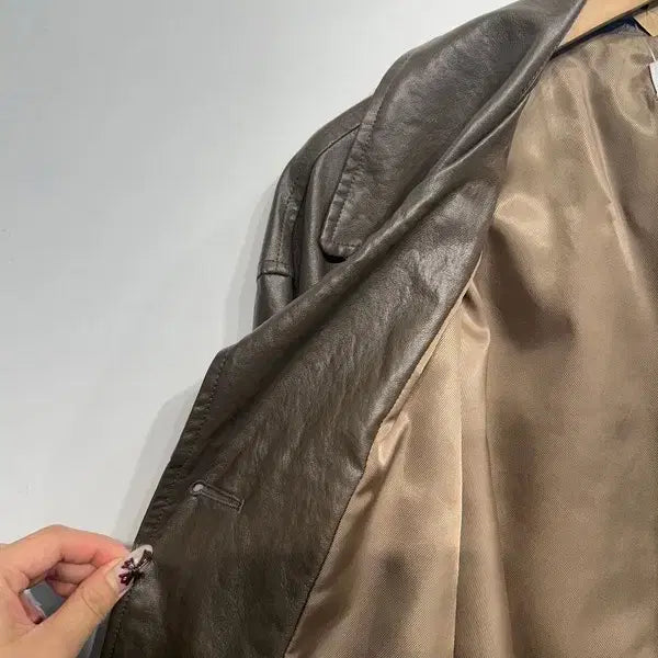 [SOLD OUT] 프리 파르티멘토 빈티지 레더 카 코트 가죽 블레이저 브라운