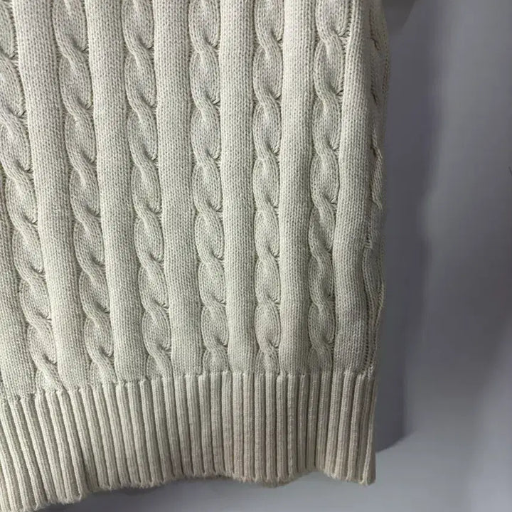 [BUNJANG] Yale Heritage Dan Cable Knit Top - Ivory / (L) 예일 여성 헤리티지 댄 케이블 반팔 라운드 니트_아이보리