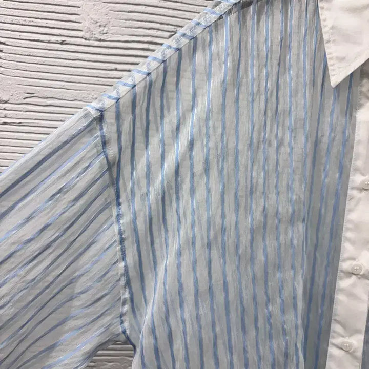 [SOLD OUT] 강자매 하늘색 시스루 롱셔츠