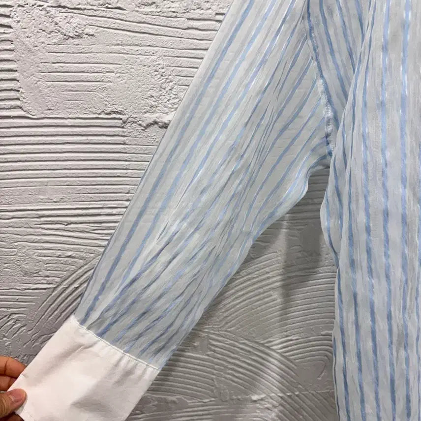 [SOLD OUT] 강자매 하늘색 시스루 롱셔츠