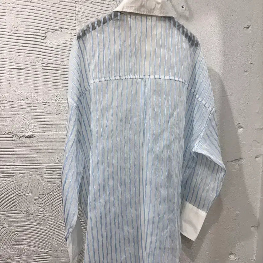 [SOLD OUT] 강자매 하늘색 시스루 롱셔츠