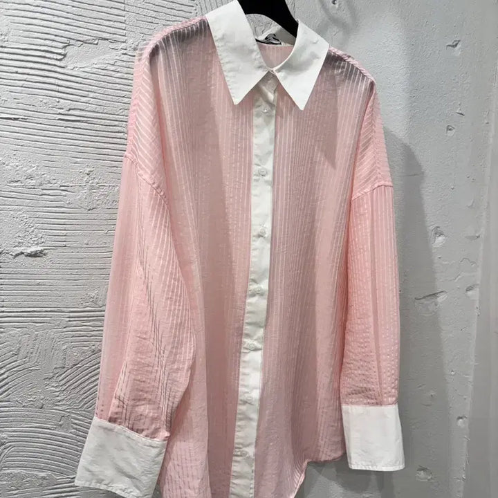 [BUNJANG] Gangjaemei Light Pink Long Shirt / 강자매 연핑크 롱셔츠