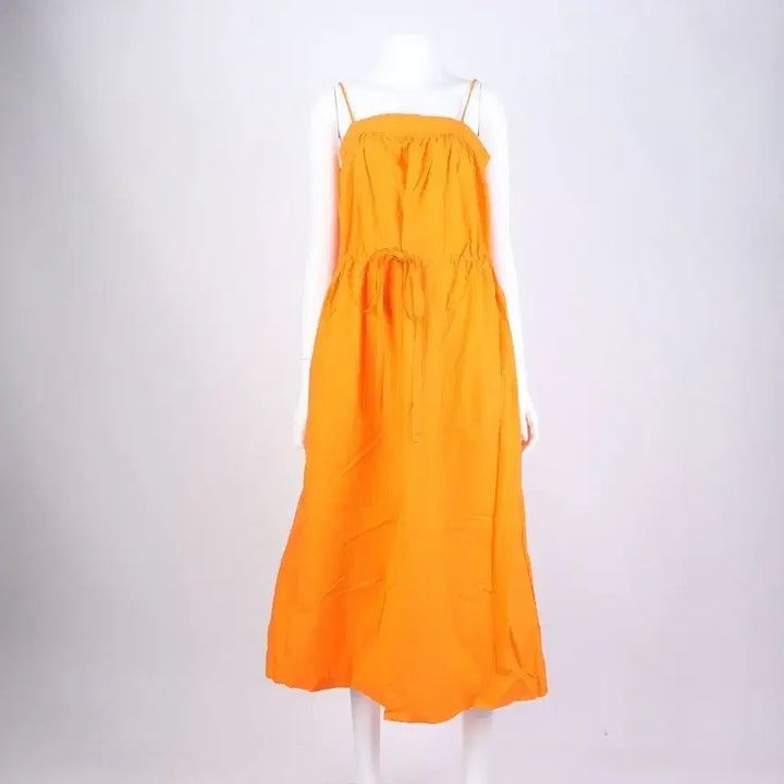 [BUNJANG] GANNI Orange Tie Cotton Dress (Size 34) / [새상품급/GANNI] 가니 오렌지 타이 코튼 원피스 (34사이즈)