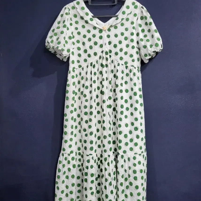 [BUNJANG] Dot Seersucker Long Dress / 도트 시어서커 롱원피스(새상품)
