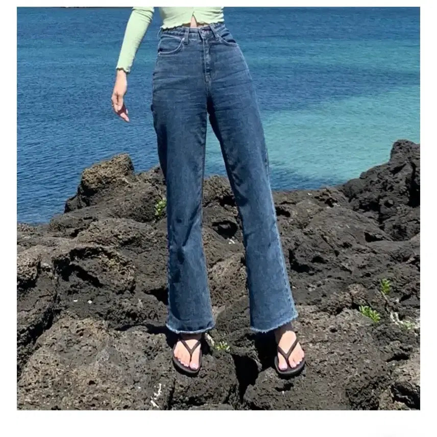 [SOLD OUT] 에이블리 유니콩 허리 들뜸 없는 롱다리핏 와이드 데님팬츠s
