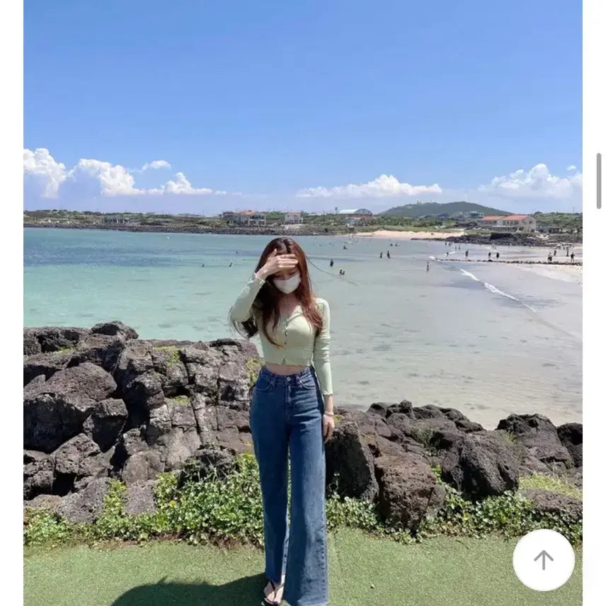 [SOLD OUT] 에이블리 유니콩 허리 들뜸 없는 롱다리핏 와이드 데님팬츠s