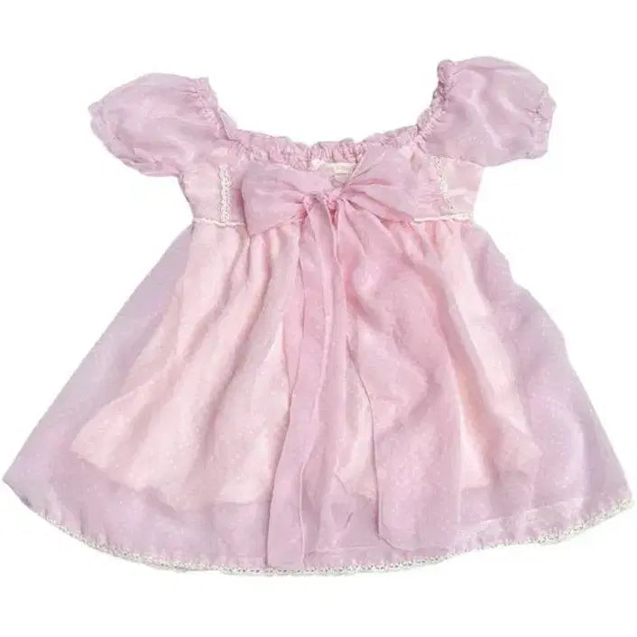 [BUNJANG] Liz Lisa Dot Ribbon Pink Blouse / liz lisa 리즈리사 도트 리본 핑크 블라우스