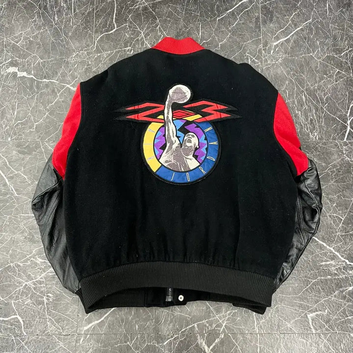[BUNJANG] Nike Air Jordan Jumpman Varsity Jacket / 나이키 90s 에어조던 점프맨 레더암 바시티 자켓