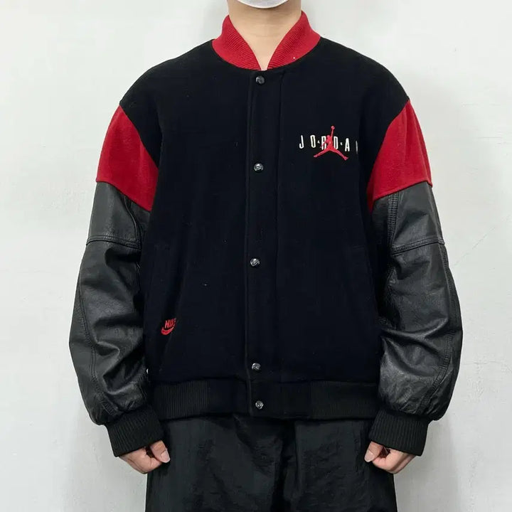 [BUNJANG] Nike Air Jordan Jumpman Varsity Jacket / 나이키 90s 에어조던 점프맨 레더암 바시티 자켓