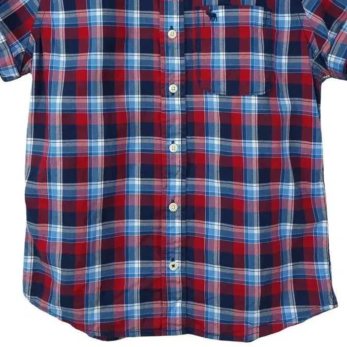 [BUNJANG] Abercrombie Logo Embroidered Vintage Check Short Sleeve Shirt / 아베크롬비 로고 자수 빈티지 체크 반팔 셔츠 M20227