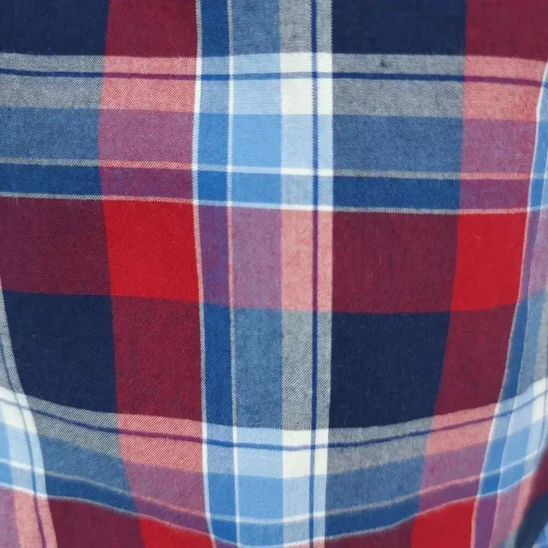 [BUNJANG] Abercrombie Logo Embroidered Vintage Check Short Sleeve Shirt / 아베크롬비 로고 자수 빈티지 체크 반팔 셔츠 M20227