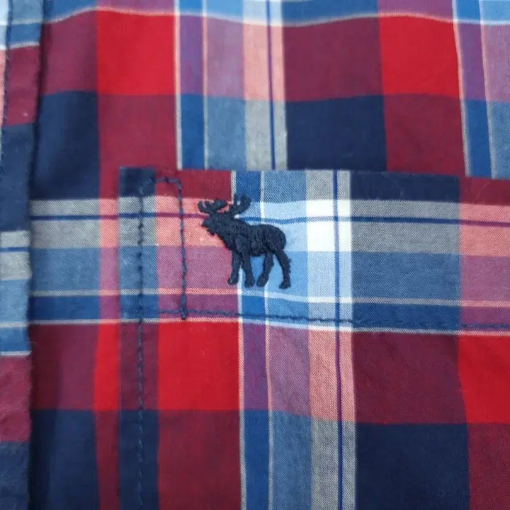 [BUNJANG] Abercrombie Logo Embroidered Vintage Check Short Sleeve Shirt / 아베크롬비 로고 자수 빈티지 체크 반팔 셔츠 M20227
