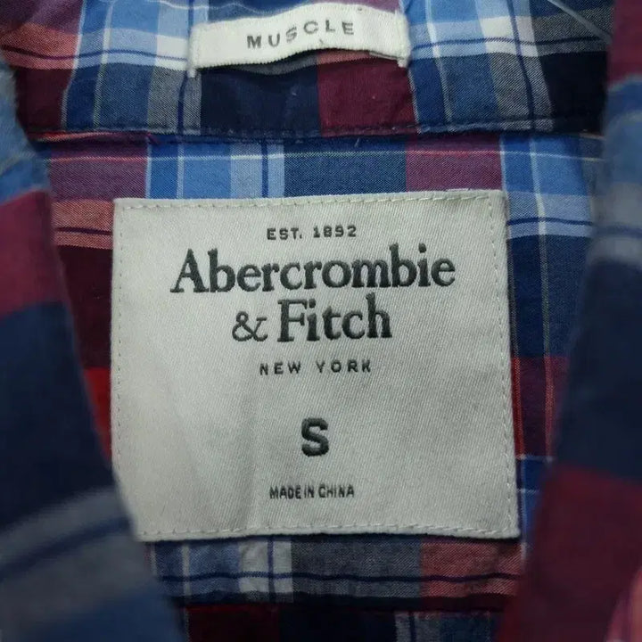 [BUNJANG] Abercrombie Logo Embroidered Vintage Check Short Sleeve Shirt / 아베크롬비 로고 자수 빈티지 체크 반팔 셔츠 M20227