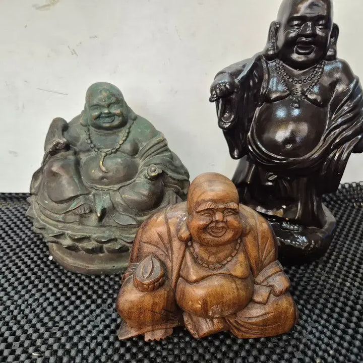 [BUNJANG] Pot-bellied Monk Statue (Porcelain, Bronze, Wood) / 소장품 포대화상 3분 (도자기청동 나무)