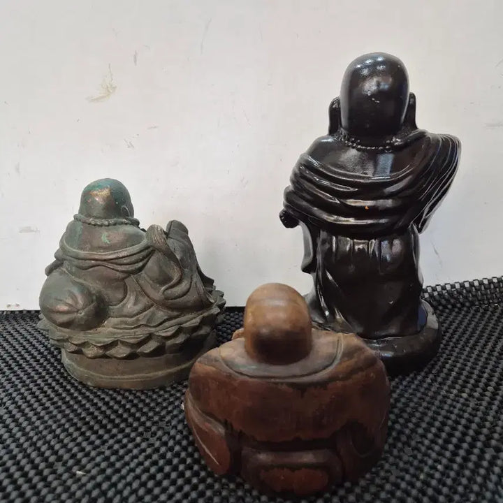 [BUNJANG] Pot-bellied Monk Statue (Porcelain, Bronze, Wood) / 소장품 포대화상 3분 (도자기청동 나무)
