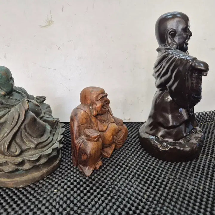 [BUNJANG] Pot-bellied Monk Statue (Porcelain, Bronze, Wood) / 소장품 포대화상 3분 (도자기청동 나무)