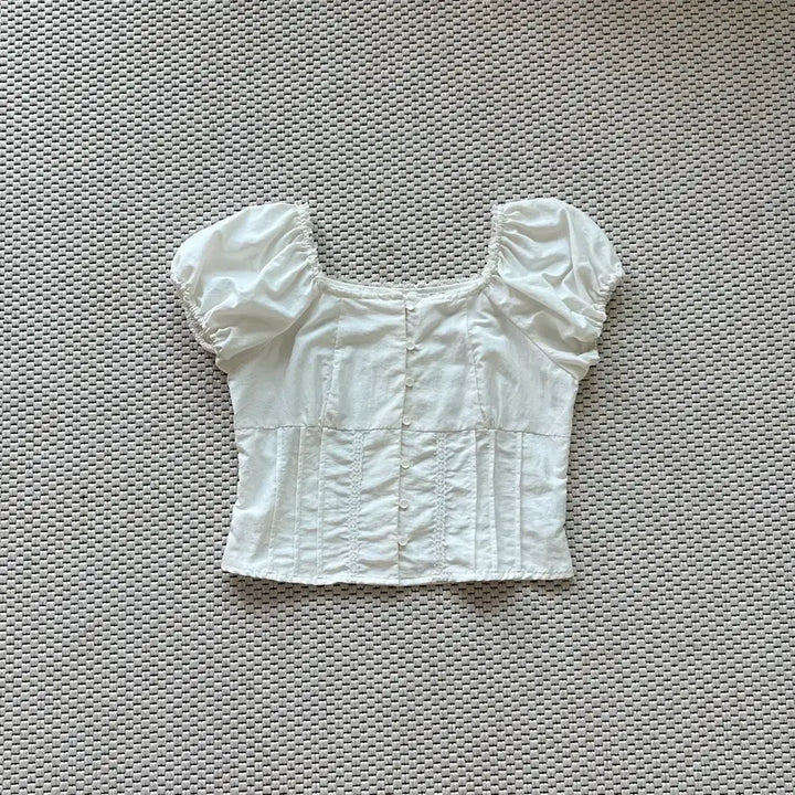 [BUNJANG] Etmont Lace Pintuck Blouse / 에트몽 레이스 핀턱 블라우스