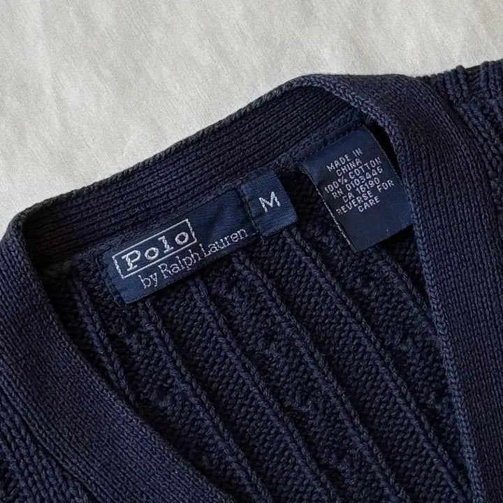 [BUNJANG] Polo Ralph Lauren Navy Cable Knit Cardigan / [M/44-55] 폴로 랄프로렌 네이비 꽈배기 니트 가디건