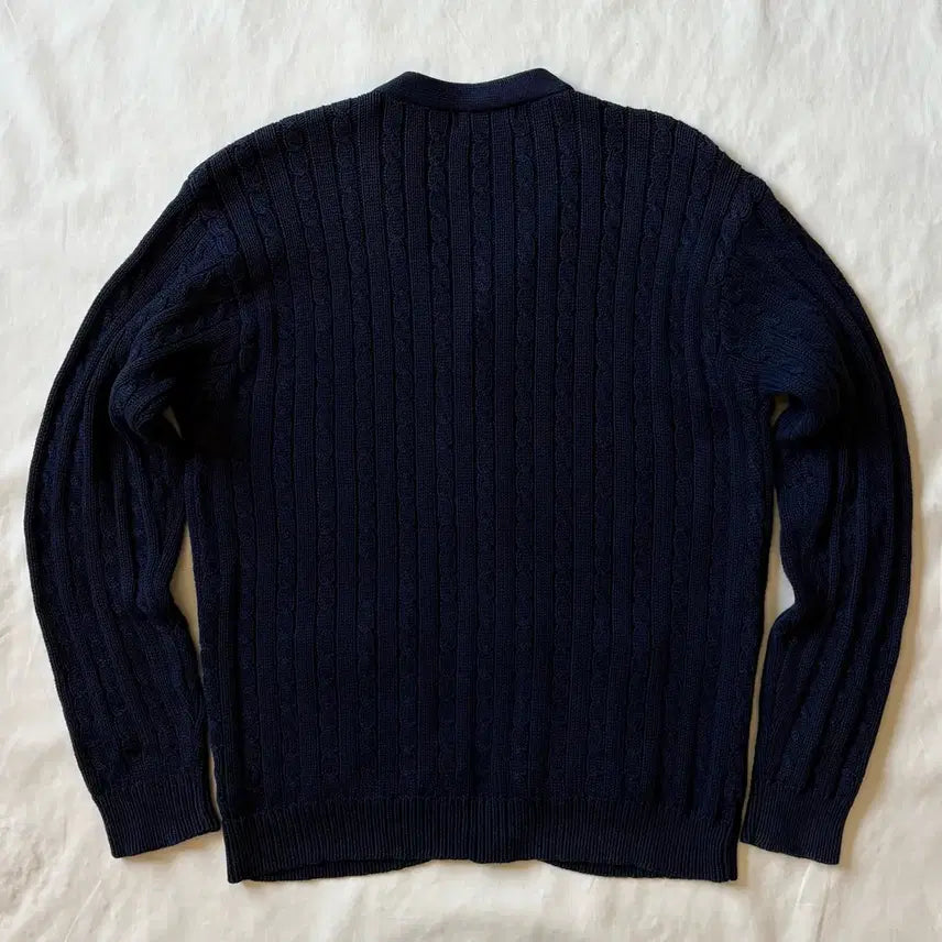 [BUNJANG] Polo Ralph Lauren Navy Cable Knit Cardigan / [M/44-55] 폴로 랄프로렌 네이비 꽈배기 니트 가디건