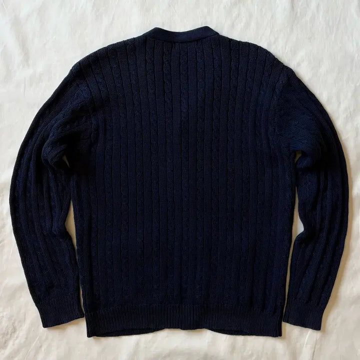 [BUNJANG] Polo Ralph Lauren Navy Cable Knit Cardigan / [M/44-55] 폴로 랄프로렌 네이비 꽈배기 니트 가디건