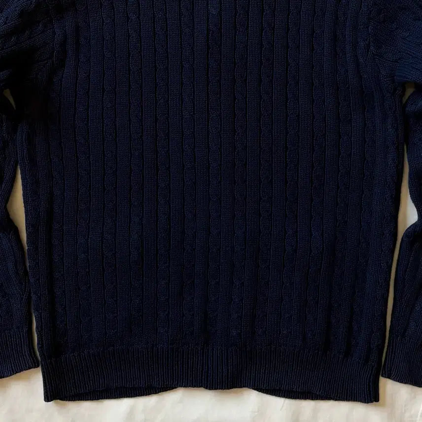 [BUNJANG] Polo Ralph Lauren Navy Cable Knit Cardigan / [M/44-55] 폴로 랄프로렌 네이비 꽈배기 니트 가디건