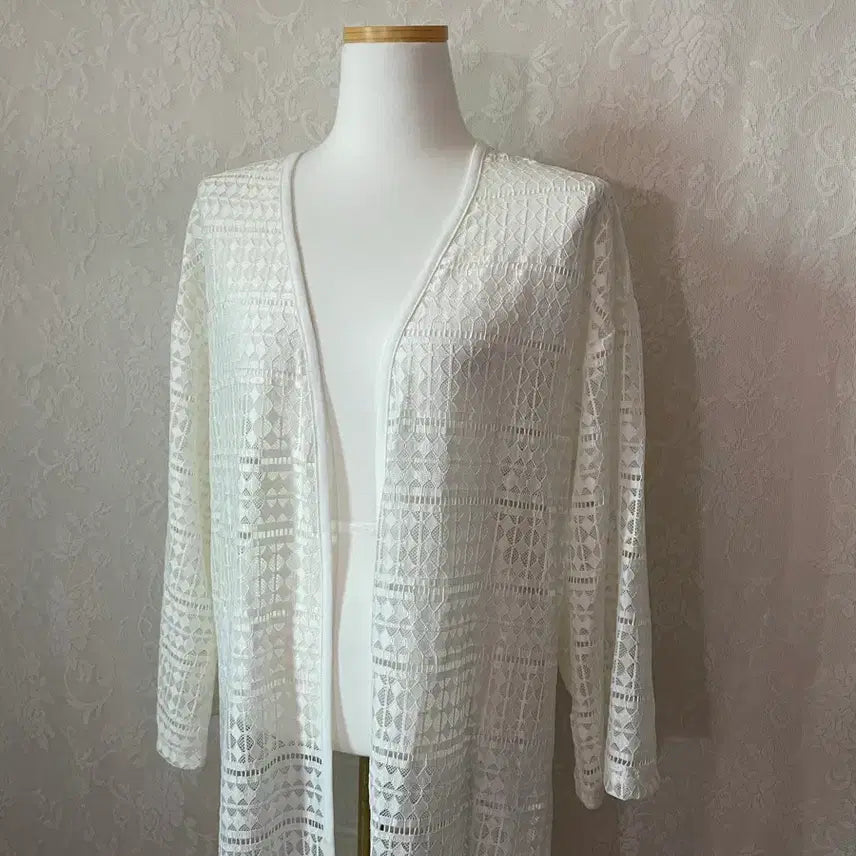 [BUNJANG] White Lace Long Cardigan / 레이스 롱 가디건 화이트