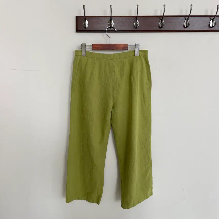 [BUNJANG] Max Mara Linen Wide Pants / 막스마라 42,여성66-77 연두색 풀 린넨 와이드 팬츠 바지